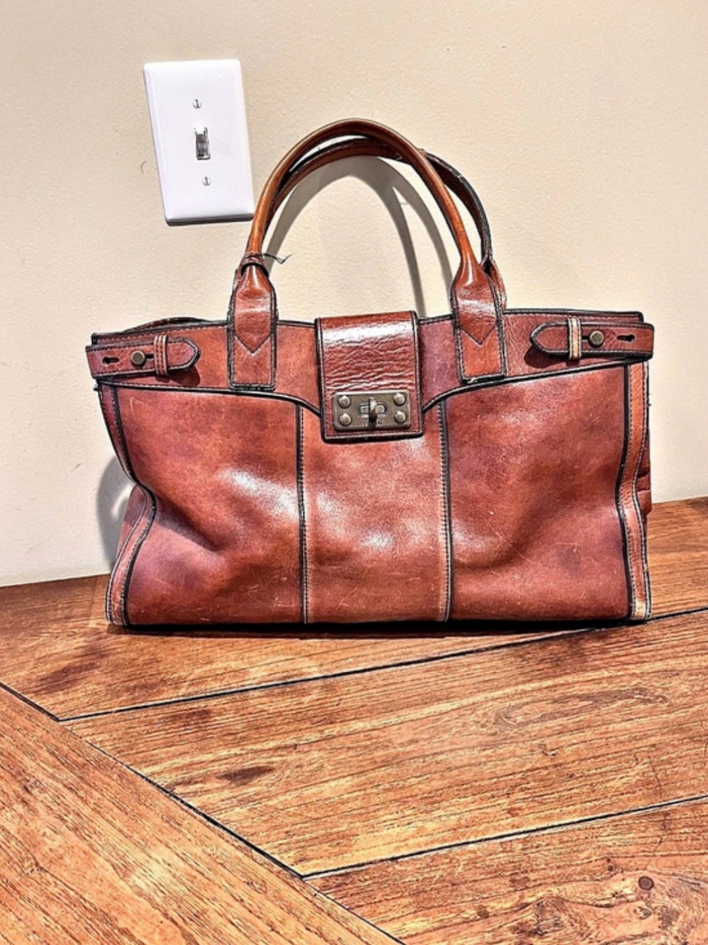 Fossil Brown Leather Tote Bag
